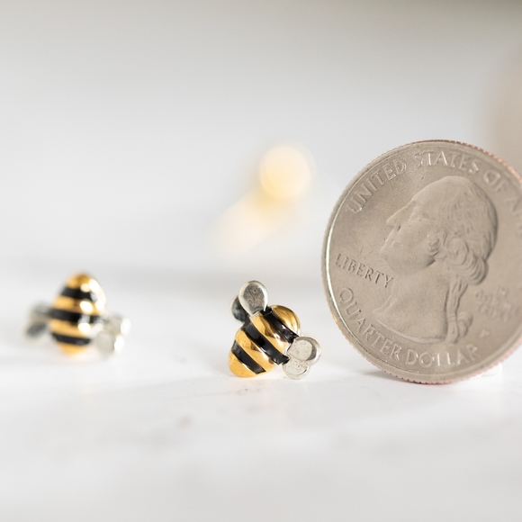 Honey Bee Earring Studs (S925) - Only 1 left! - Picture 6 of 6